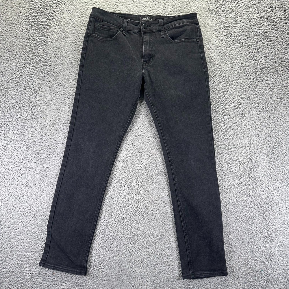 Across The Pond Jeans Mens 32x29 Black Cotton Denim Straight Workwear Stretch